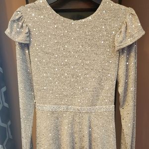 Rare Editions Sequin Embellished Gray Dress